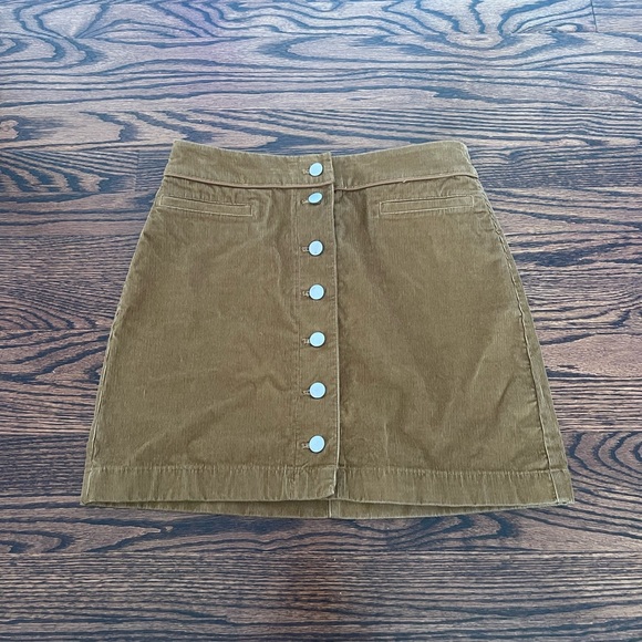 Wilfred Free New Button Front Mini Skirt In Cider Gold - Picture 1 of 2